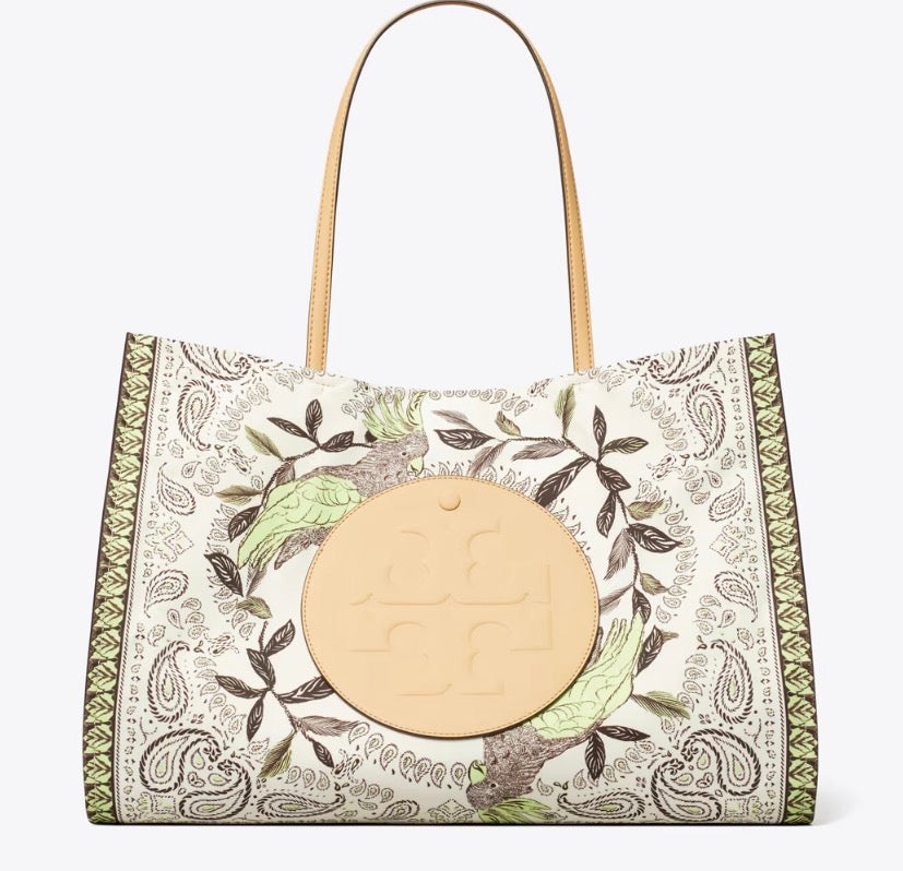 TORY BURCH ELLA PRINTED TOTE  -  mint cockatoo