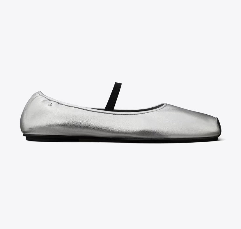 TORY BURCH RUNWAY BALLET   -  Silver / Perfect Black