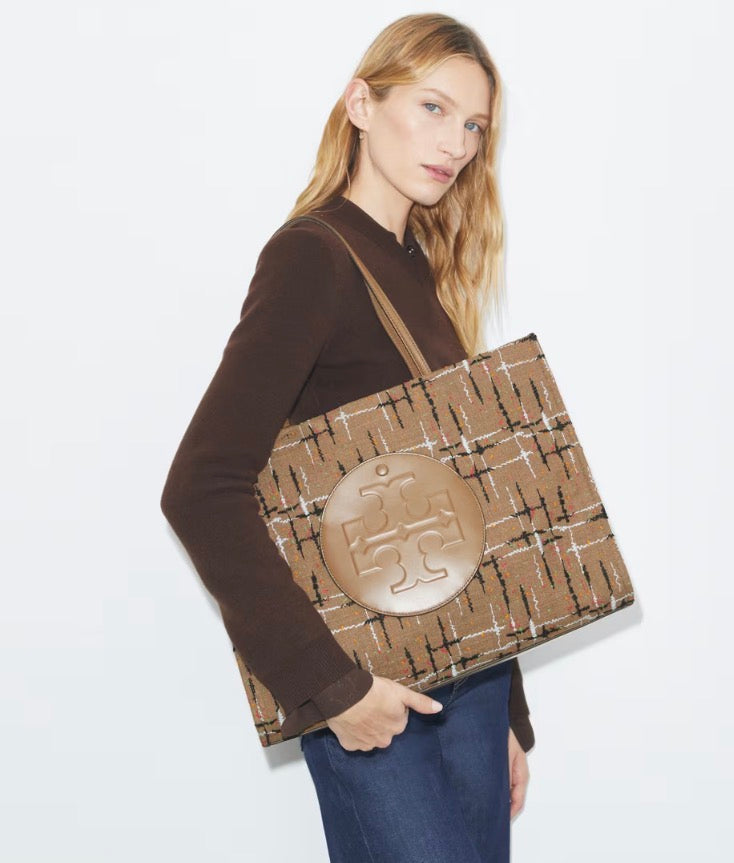 TORY BURCH ELLA EMBELLISHED TOTE  -  multi