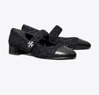 TORY BURCH CAP-TOE MARY JANE  -  Midnight Navy / Perfect Black