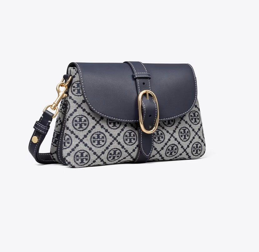 TORY BURCH T MONOGRAM SOFT SMALL SHOULDER BAG  -  tory navy
