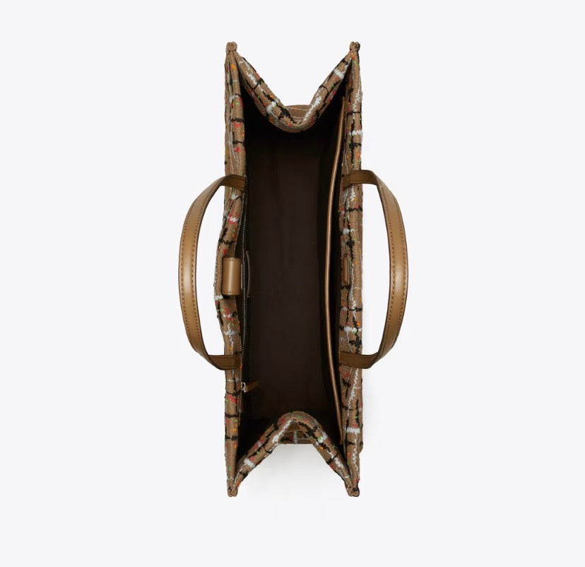 TORY BURCH ELLA EMBELLISHED TOTE  -  multi