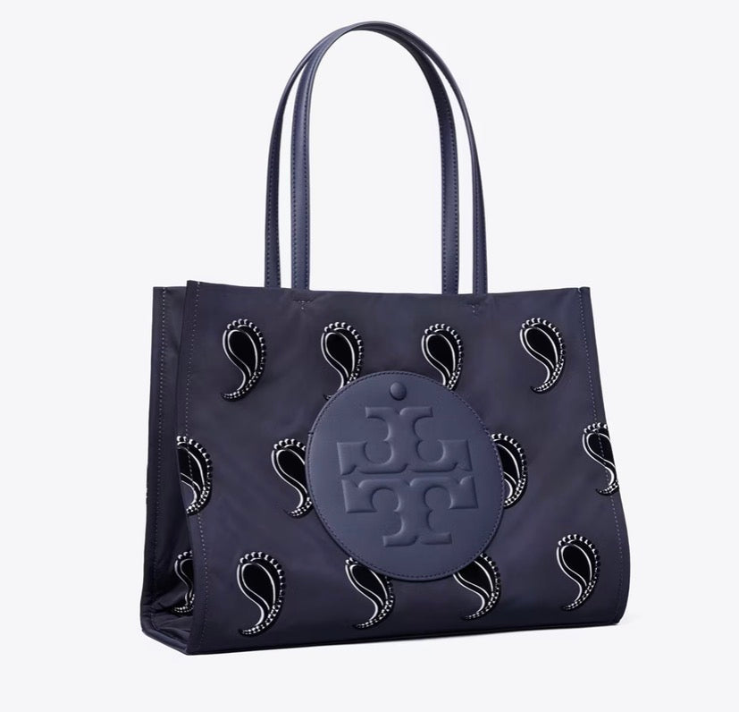 TORY BURCH SMALL ELLA PRINTED TOTE  -  medium navy pajama print