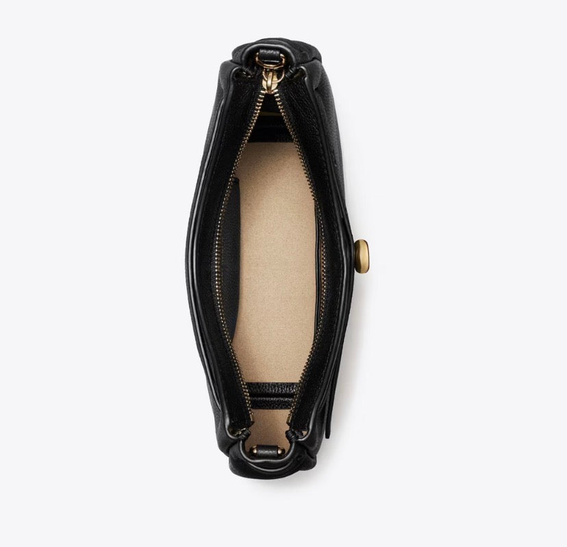 TORY BURCH ROMY ZIP TOP CROSSBODY  -  black