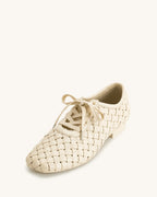 JW PEI Kayla Weave Strap Flat Shoes - Beige