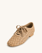 JW PEI Kayla Weave Strap Flat Shoes - Apricot