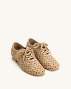 JW PEI Kayla Weave Strap Flat Shoes - Apricot