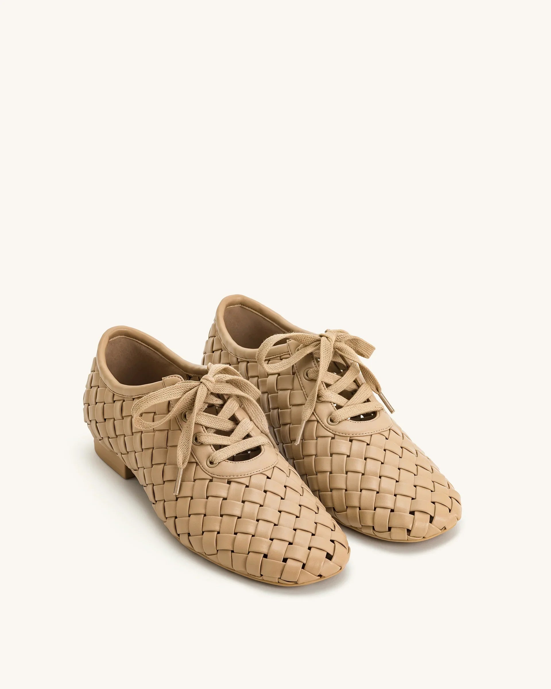JW PEI Kayla Weave Strap Flat Shoes - Apricot