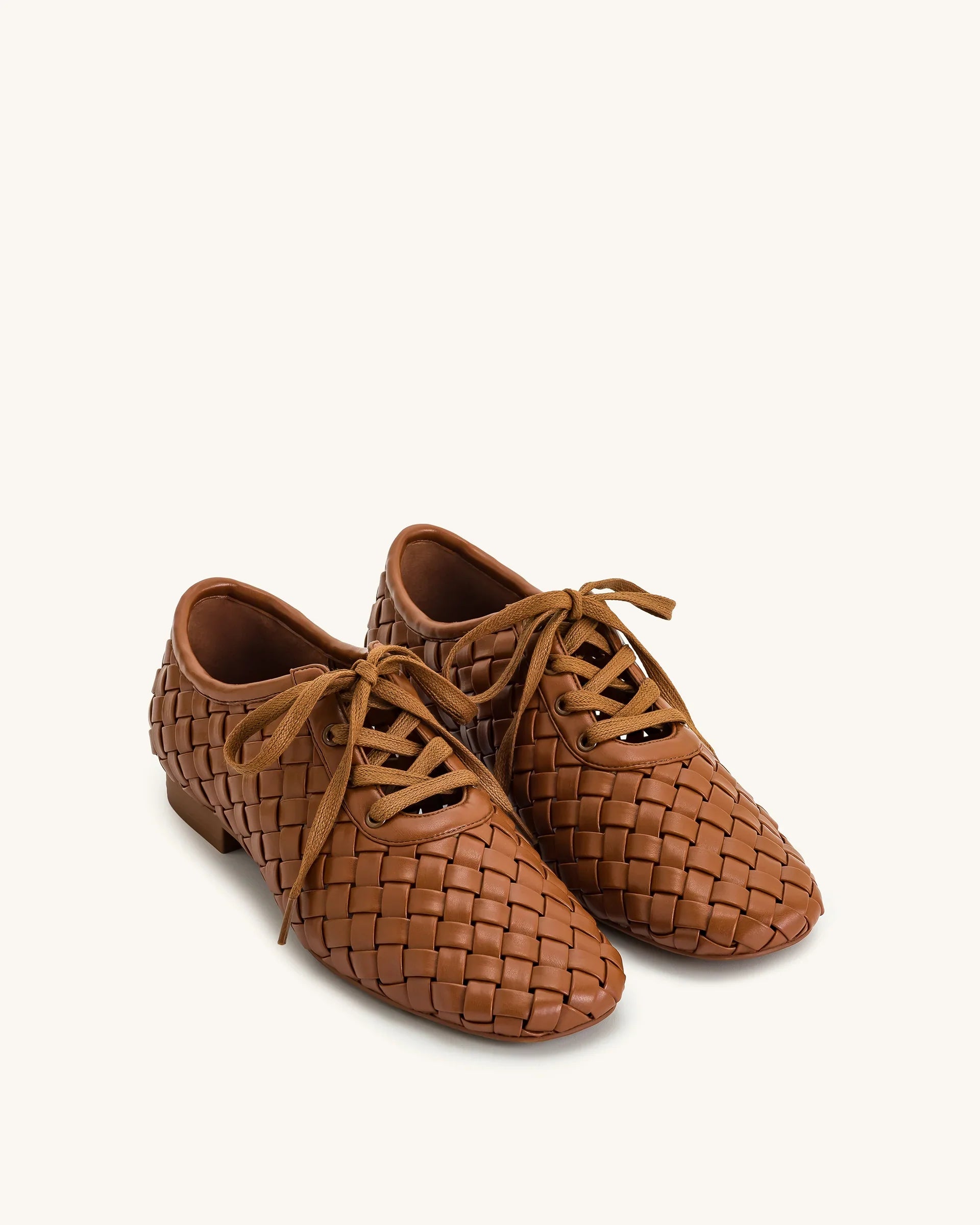 JW PEI Kayla Weave Strap Flat Shoes - Brown