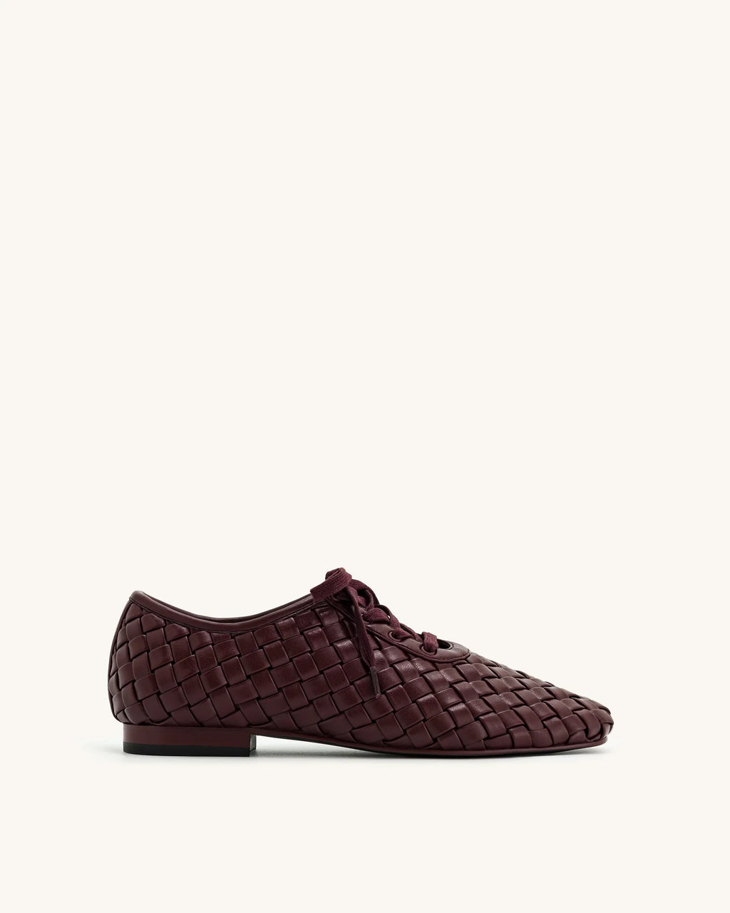 JW PEI Kayla Weave Strap Flat Shoes - Claret Red