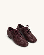JW PEI Kayla Weave Strap Flat Shoes - Claret Red