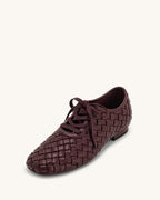 JW PEI Kayla Weave Strap Flat Shoes - Claret Red