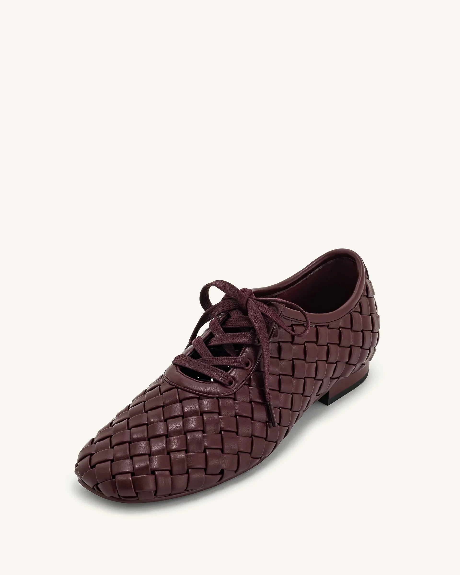 JW PEI Kayla Weave Strap Flat Shoes - Claret Red