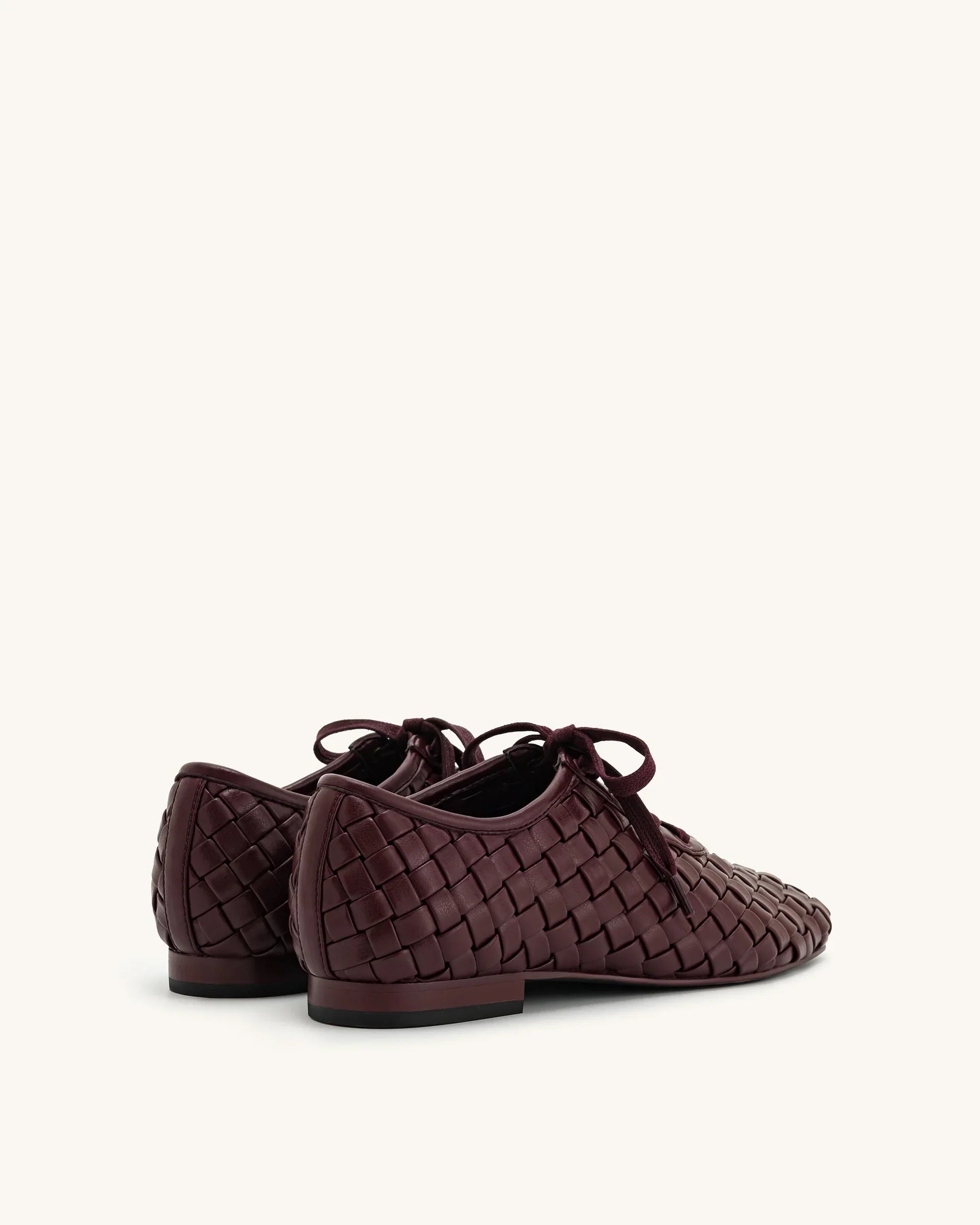 JW PEI Kayla Weave Strap Flat Shoes - Claret Red