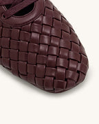 JW PEI Kayla Weave Strap Flat Shoes - Claret Red