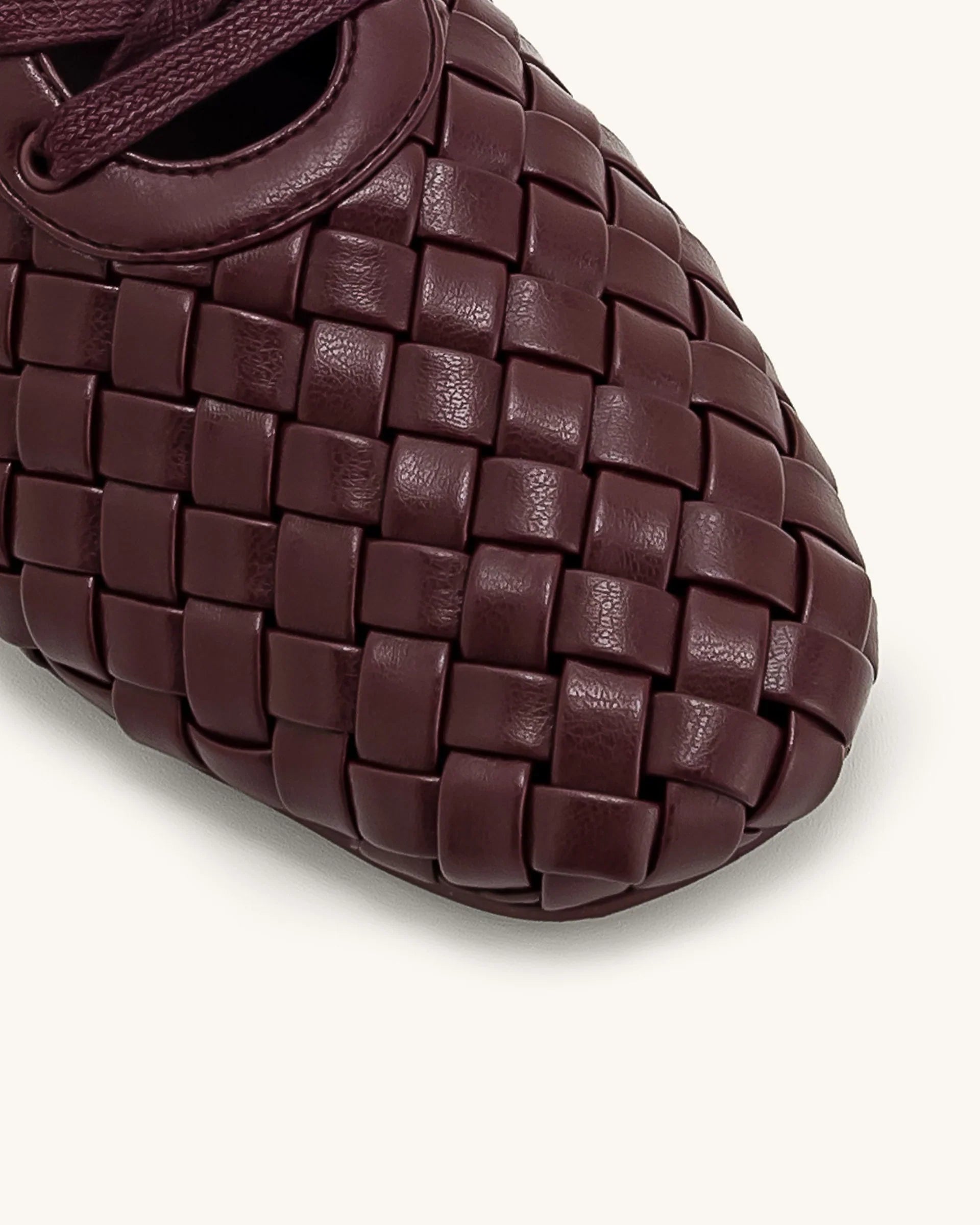 JW PEI Kayla Weave Strap Flat Shoes - Claret Red