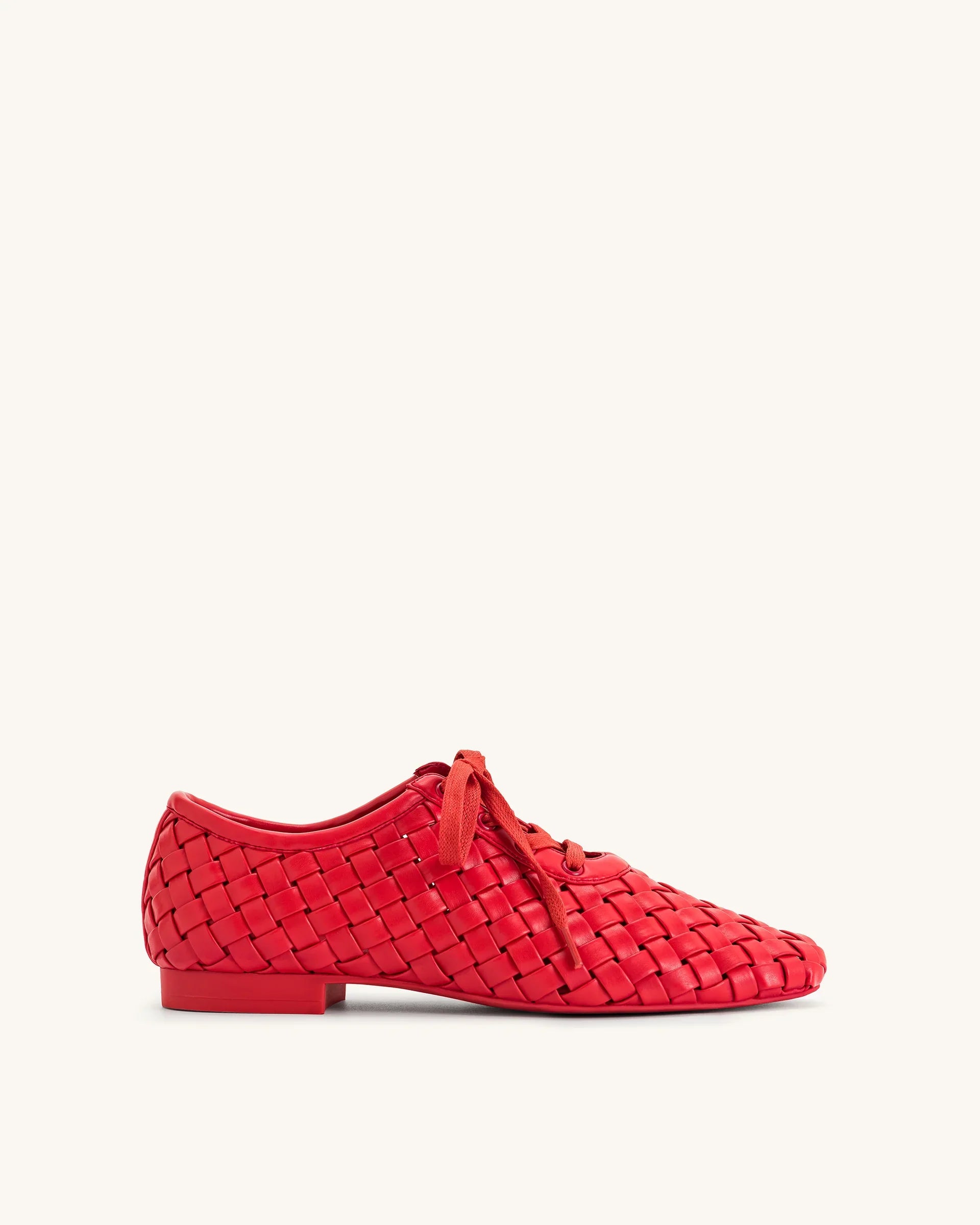 JW PEI Kayla Weave Strap Flat Shoes - Red