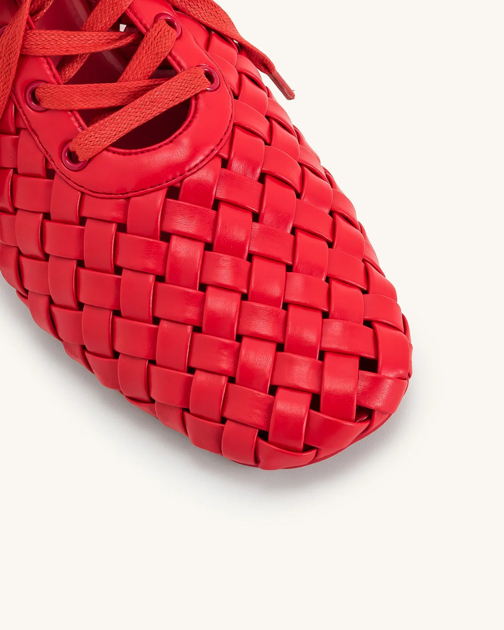 JW PEI Kayla Weave Strap Flat Shoes - Red