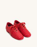 JW PEI Kayla Weave Strap Flat Shoes - Red