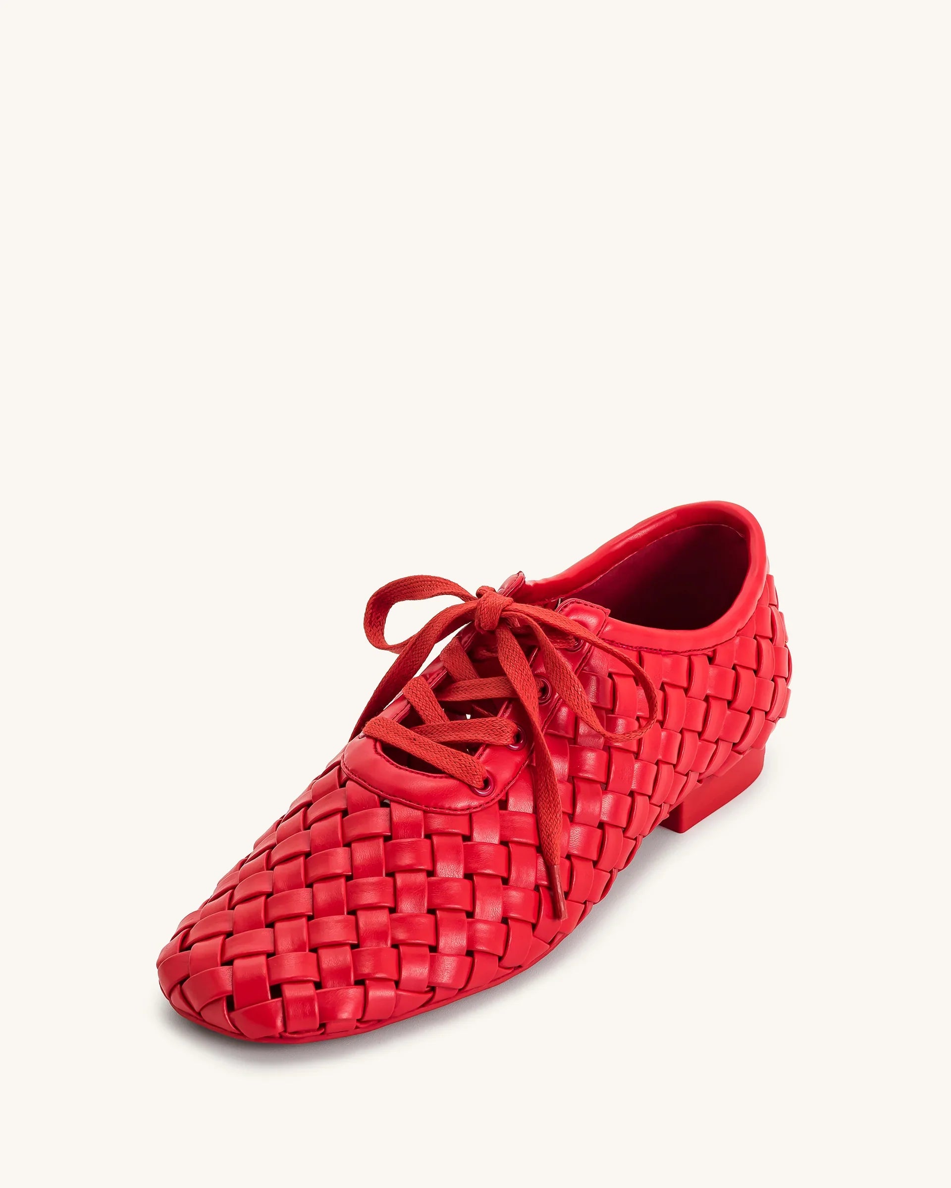 JW PEI Kayla Weave Strap Flat Shoes - Red