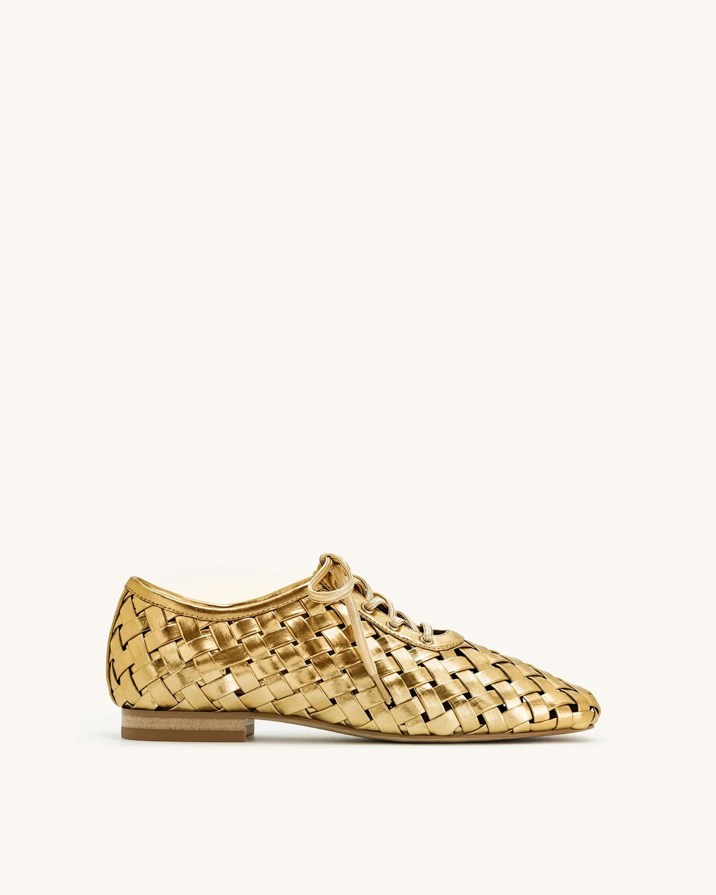JW PEI Kayla Weave Strap Flat Shoes - Gold