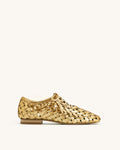 JW PEI Kayla Weave Strap Flat Shoes - Gold