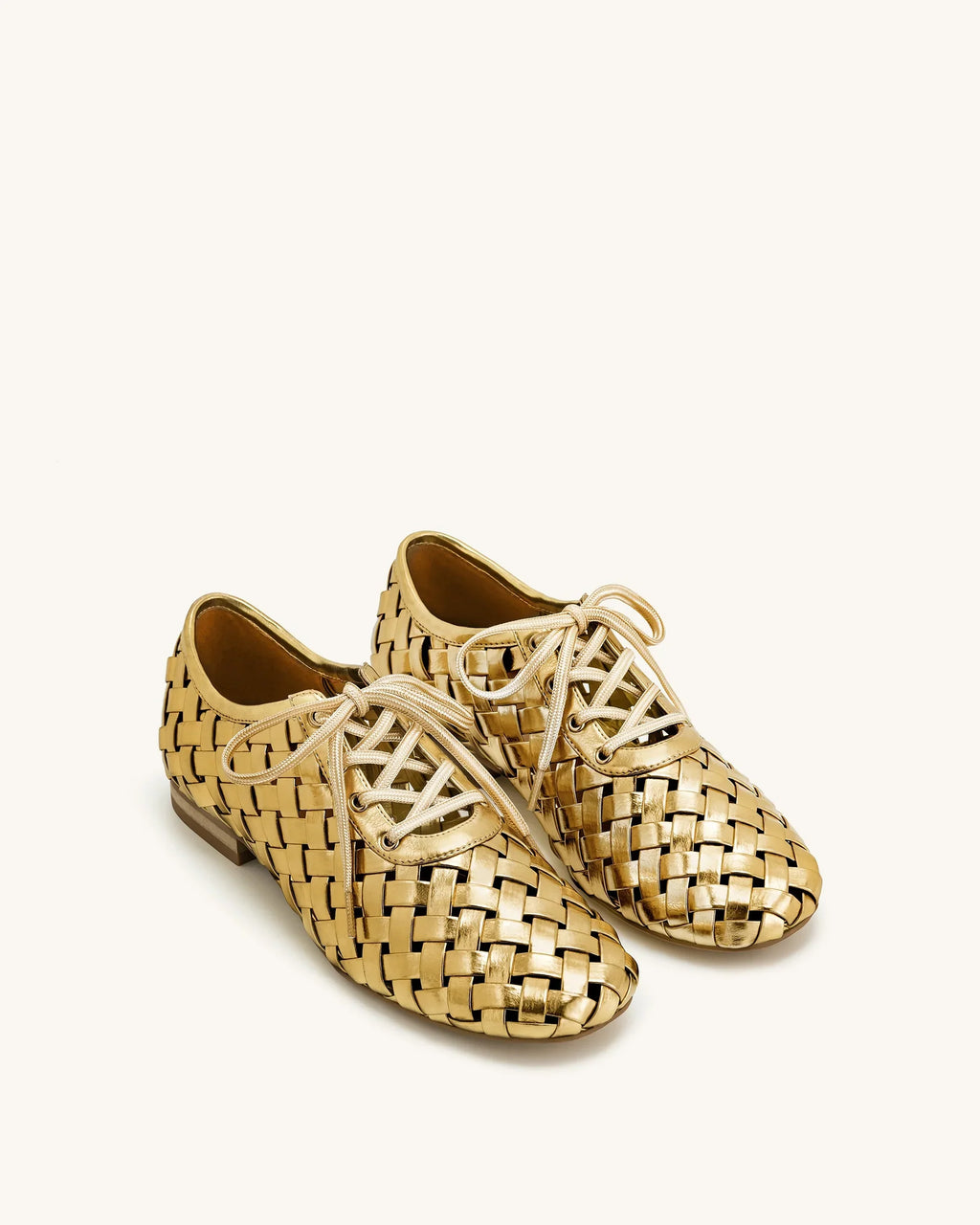 JW PEI Kayla Weave Strap Flat Shoes - Gold