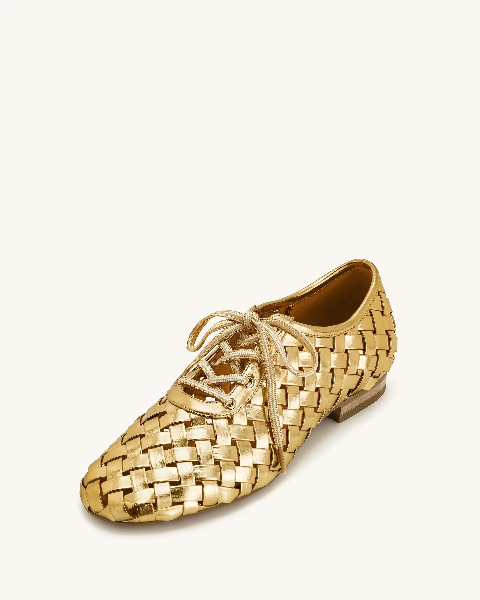 JW PEI Kayla Weave Strap Flat Shoes - Gold