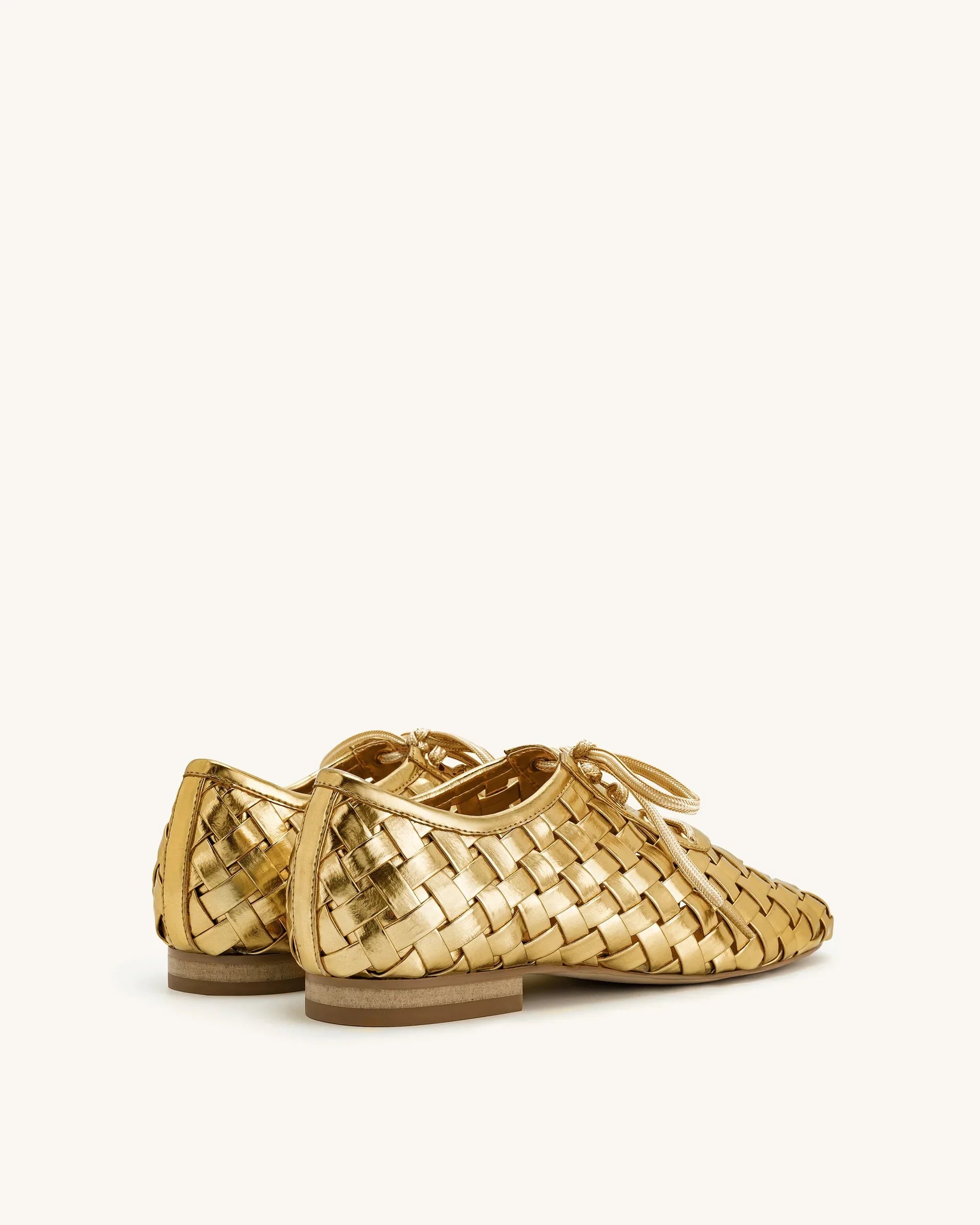 JW PEI Kayla Weave Strap Flat Shoes - Gold