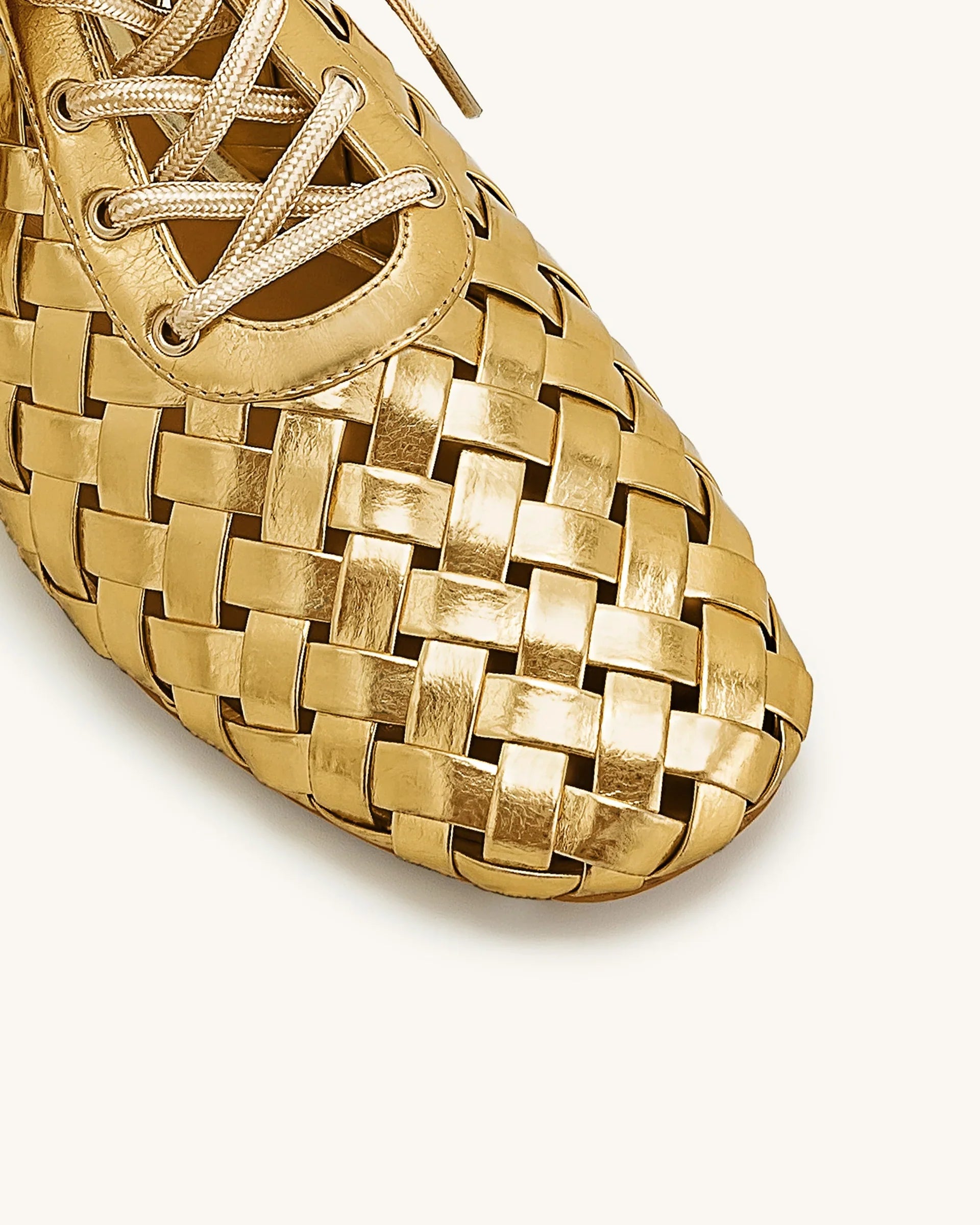 JW PEI Kayla Weave Strap Flat Shoes - Gold