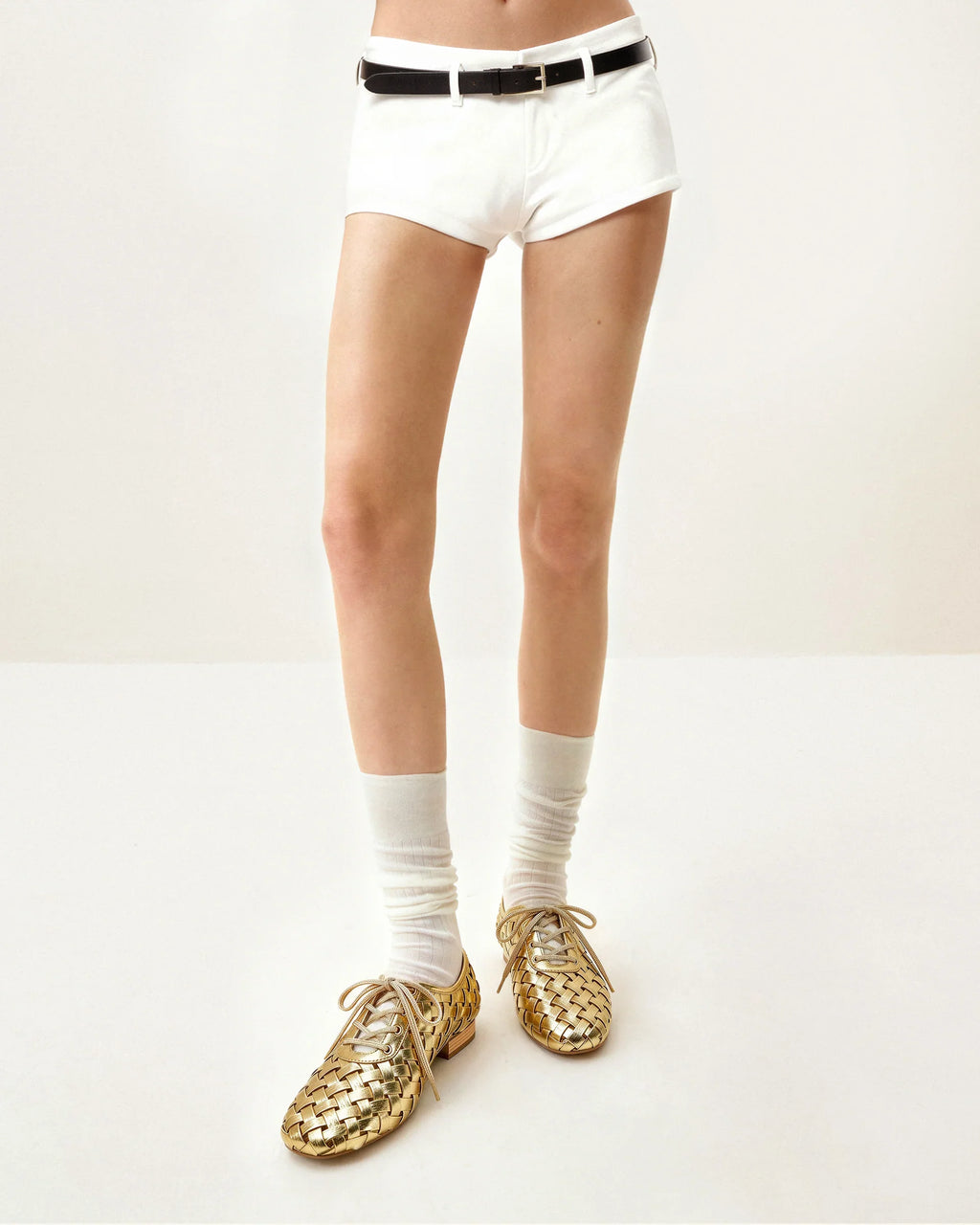 JW PEI Kayla Weave Strap Flat Shoes - Gold