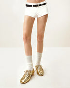 JW PEI Kayla Weave Strap Flat Shoes - Gold
