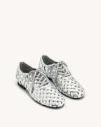JW PEI Kayla Weave Strap Flat Shoes - Silver