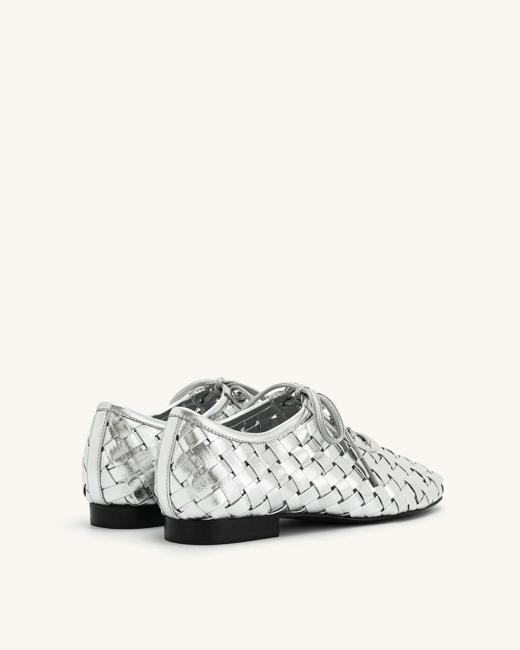 JW PEI Kayla Weave Strap Flat Shoes - Silver