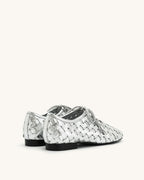 JW PEI Kayla Weave Strap Flat Shoes - Silver