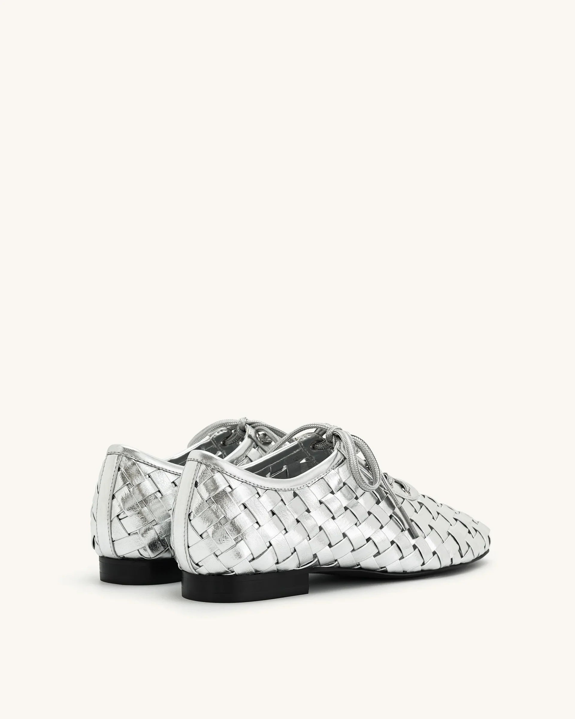 JW PEI Kayla Weave Strap Flat Shoes - Silver