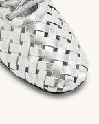 JW PEI Kayla Weave Strap Flat Shoes - Silver