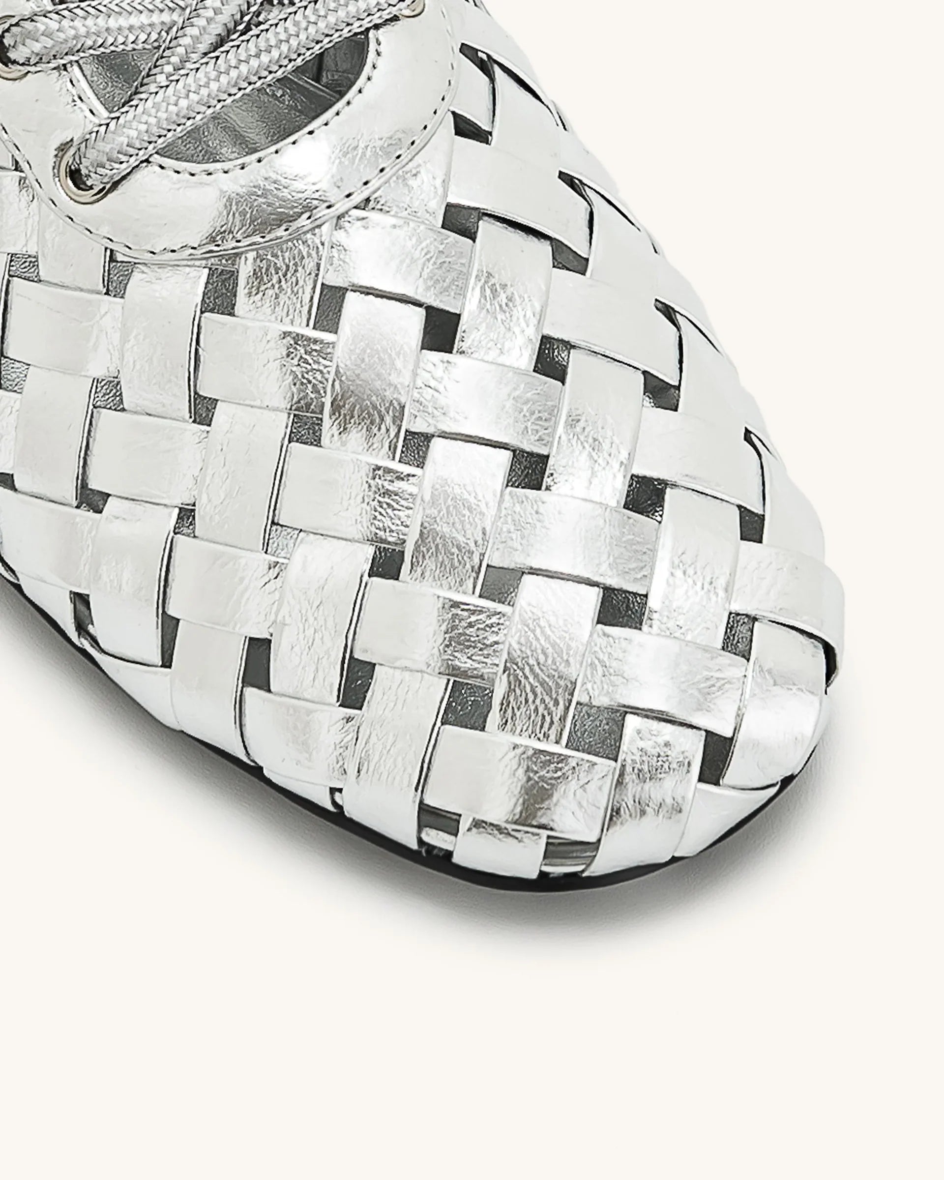 JW PEI Kayla Weave Strap Flat Shoes - Silver
