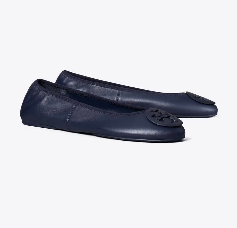 TORY BURCH REVA TRAVEL BALLET  -  NEW NAVY
