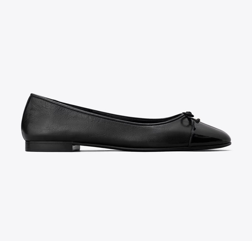 TORY BURCH CAP-TOE BALLET   -    Perfect Black