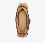 TORY BURCH ROMY SUEDE ZIP TOP CROSSBODY BAG  -  butter