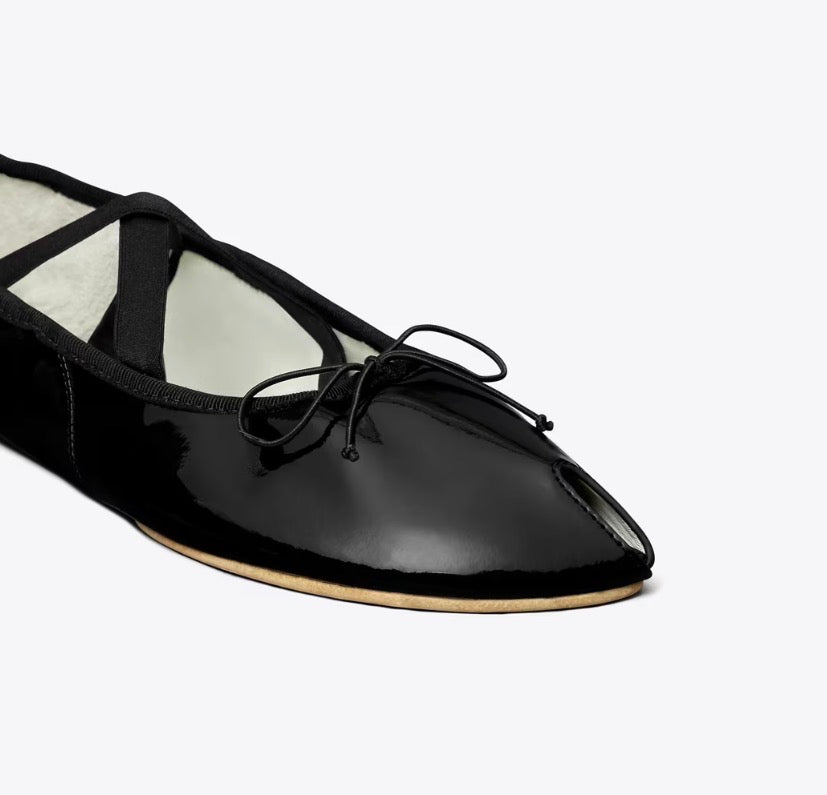 TORY BURCH PEEP-TOE MARY JANE BALLET   -  Perfect Black