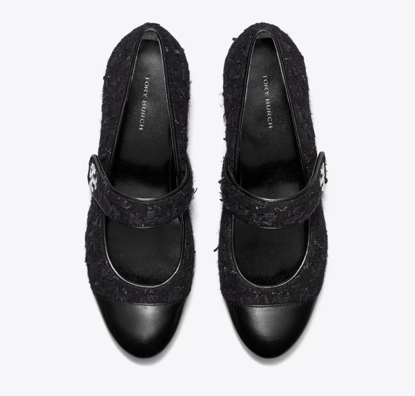 TORY BURCH CAP-TOE MARY JANE  -  Midnight Navy / Perfect Black
