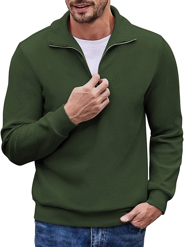 Casual Corduroy Polo Collar Jumper