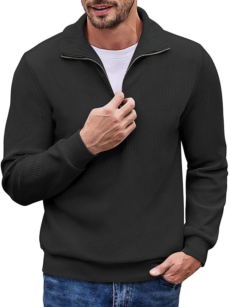 Casual Corduroy Polo Collar Jumper