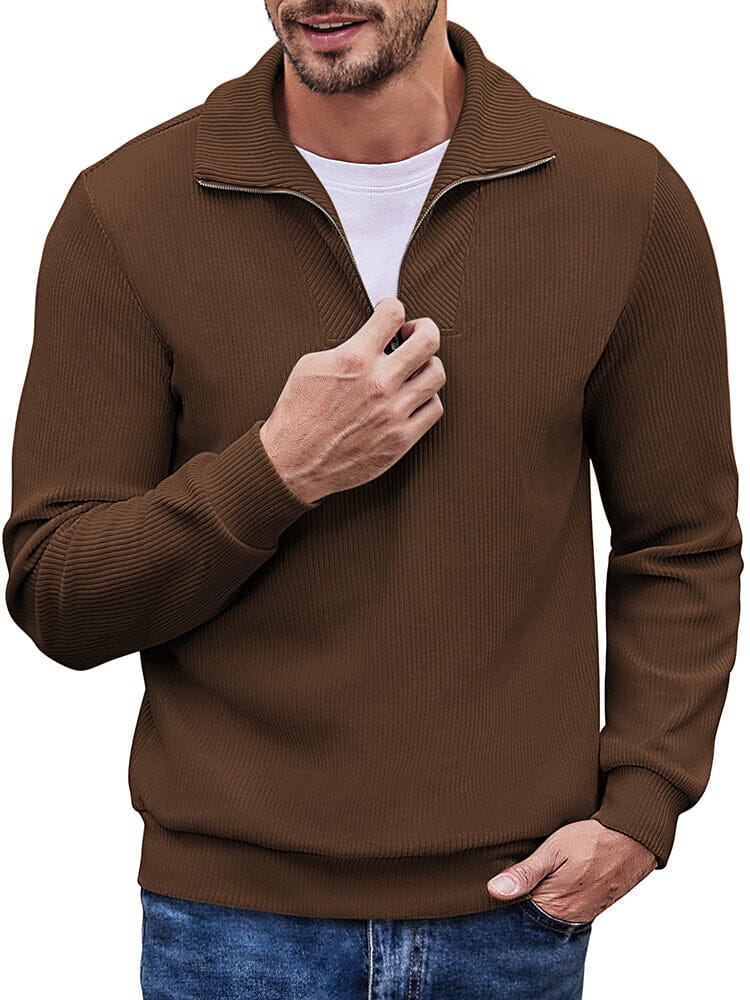 Casual Corduroy Polo Collar Jumper