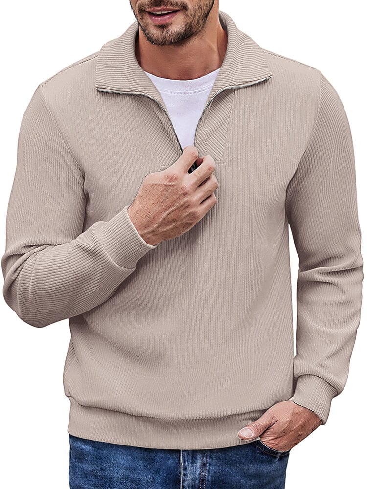 Casual Corduroy Polo Collar Jumper