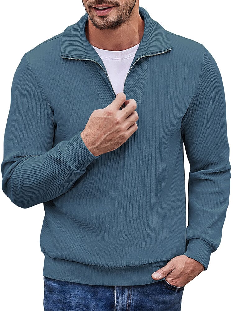 Casual Corduroy Polo Collar Jumper