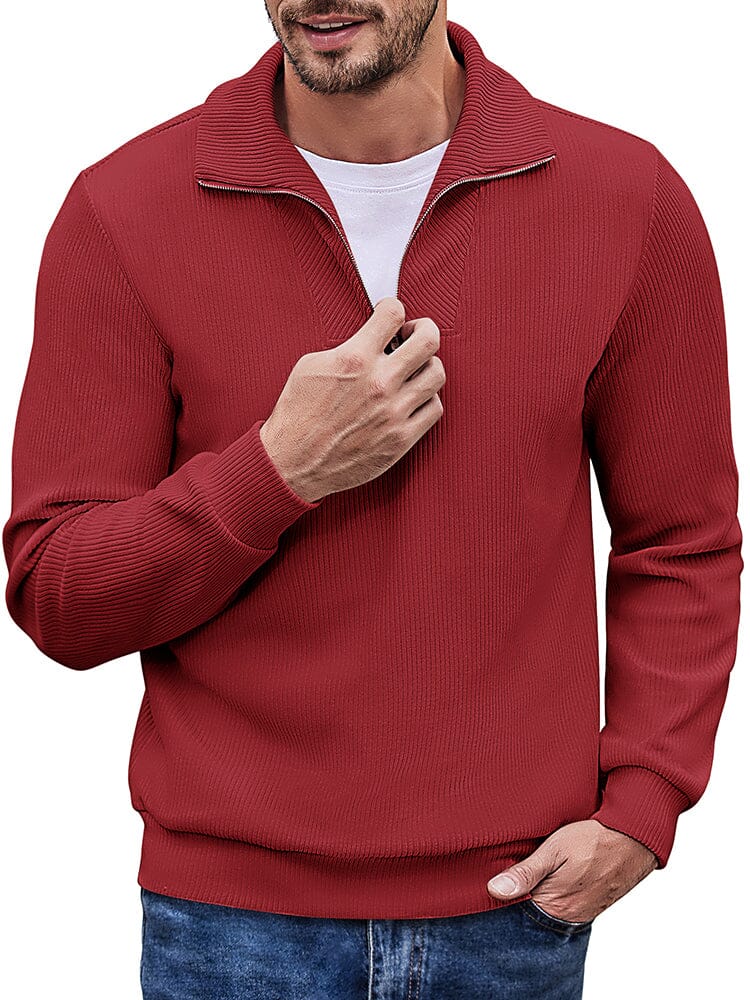 Casual Corduroy Polo Collar Jumper