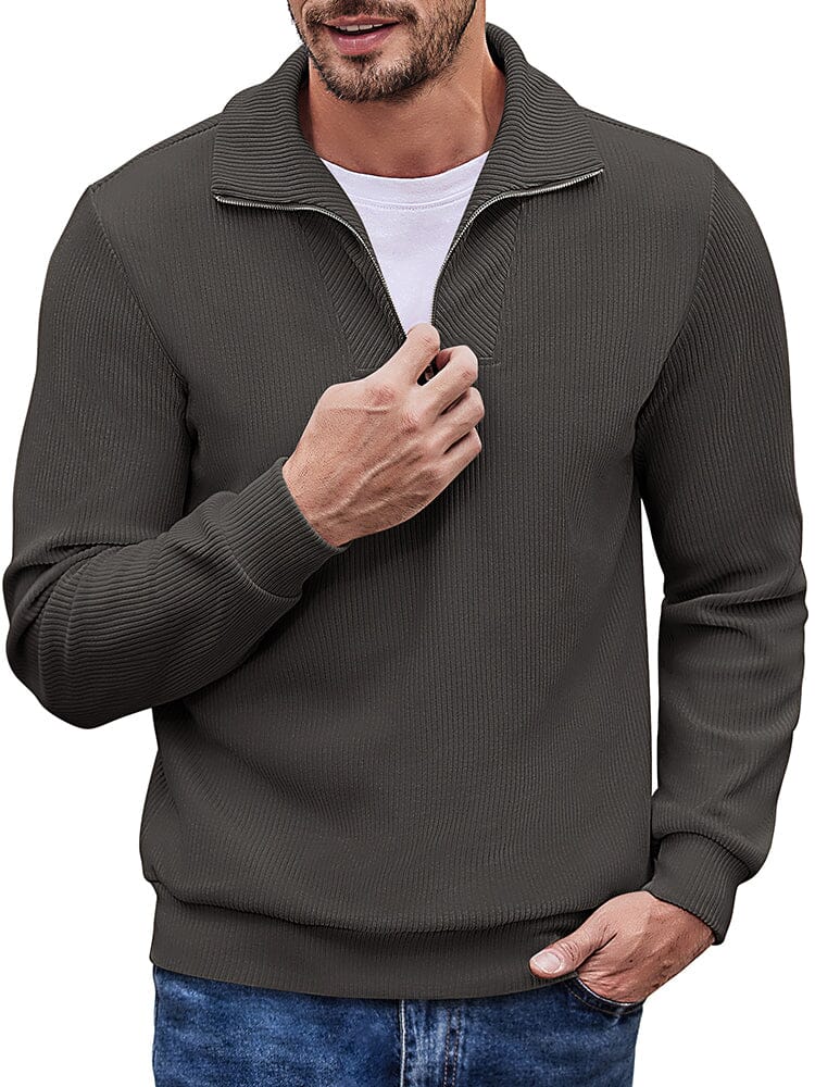 Casual Corduroy Polo Collar Jumper